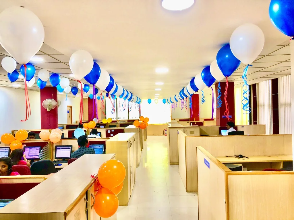 CIPL office floor decorated with balloons during a workplace celebration